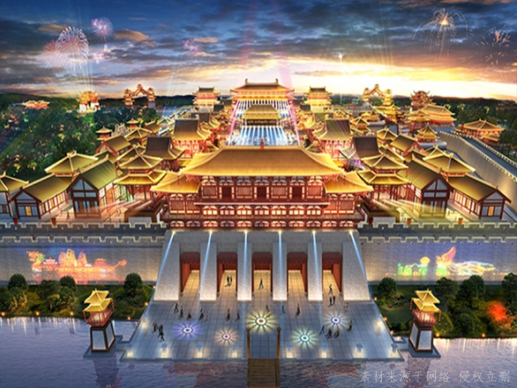 河南永城，汉风九里文旅小镇│由西安拓建供货与安装仿古金属外装材料